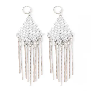 Silver-Plated Woven Tassel Drop Earrings