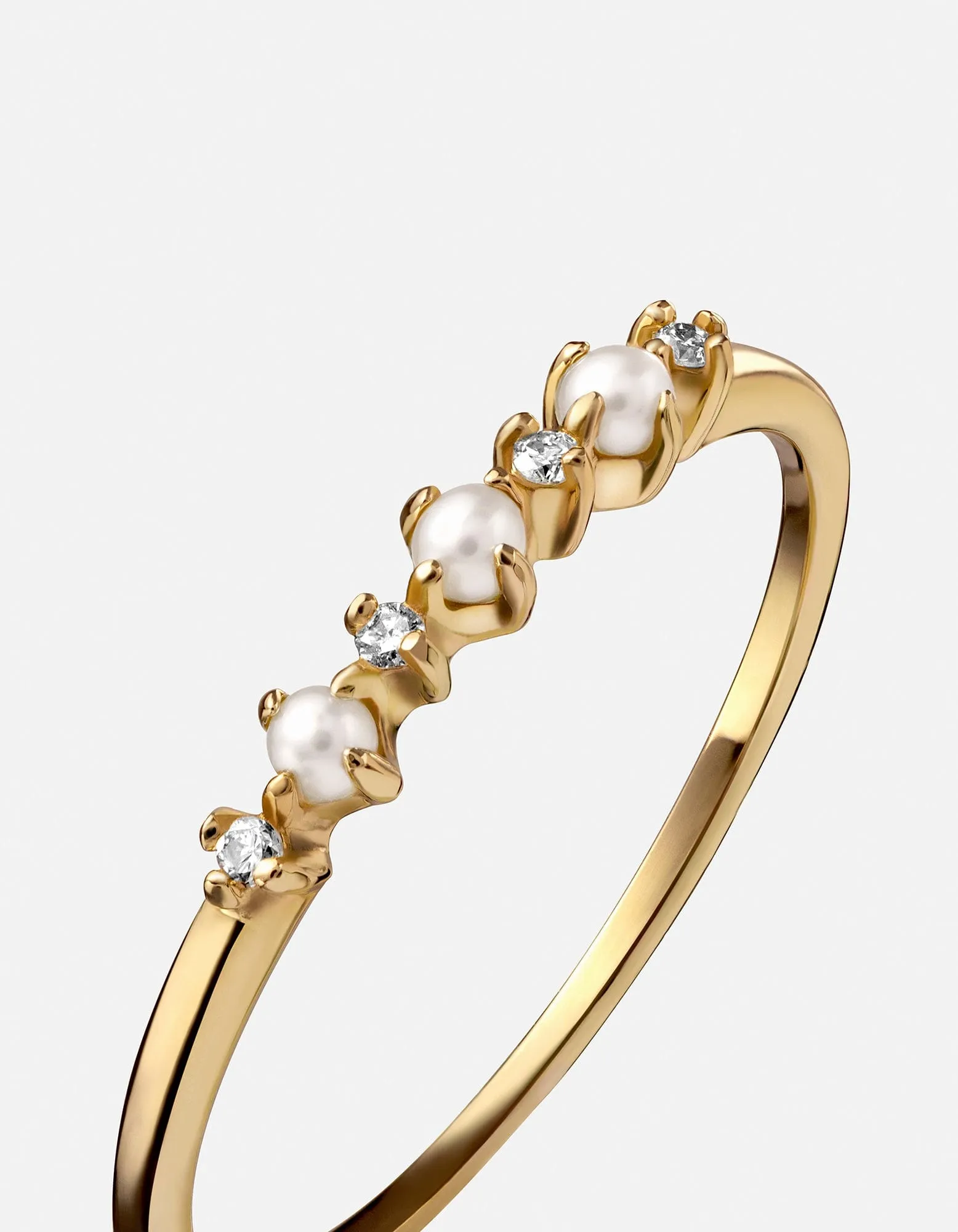 Simone Pearl Ring, 14k Gold Pavé