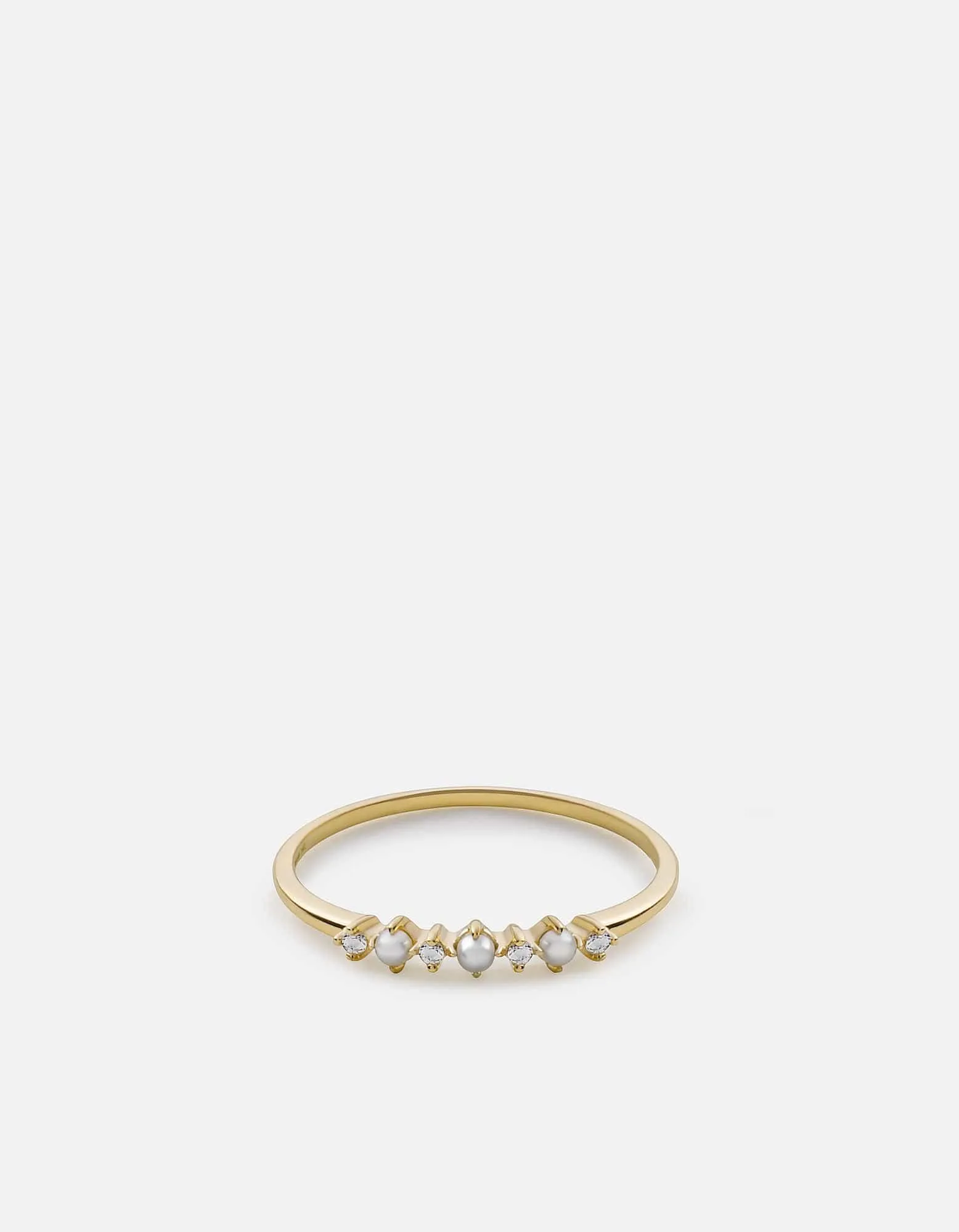 Simone Pearl Ring, 14k Gold Pavé