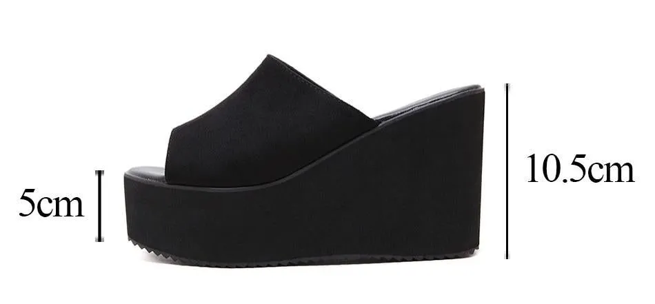 Slip On Wedges Sandals Platform High Heels Open Toe Sandal Shoes