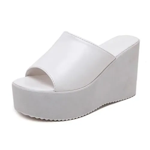 Slip On Wedges Sandals Platform High Heels Open Toe Sandal Shoes