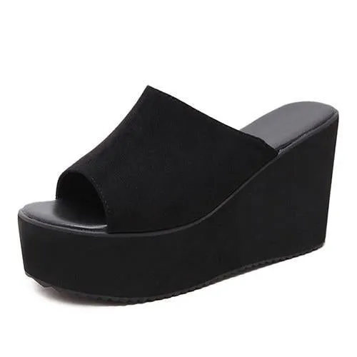 Slip On Wedges Sandals Platform High Heels Open Toe Sandal Shoes
