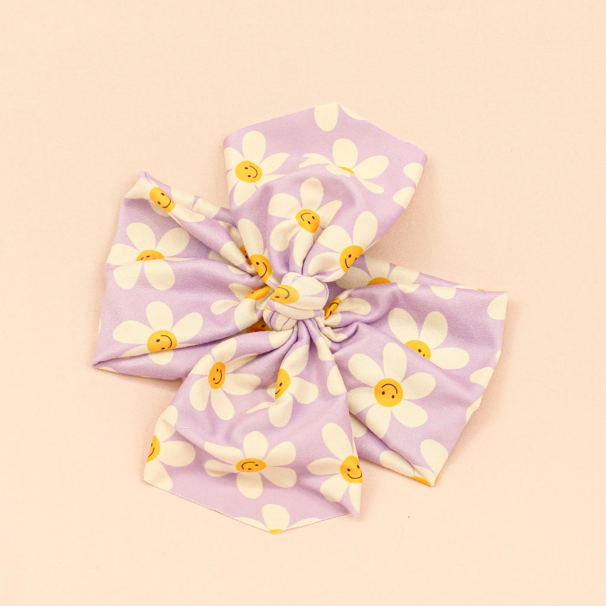 Smiley Purple Daisies Top Knot Headband