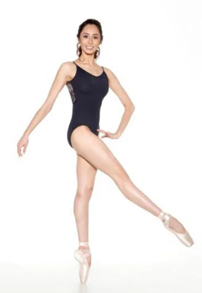So Danca Thin Strap Floral Mesh Leotard