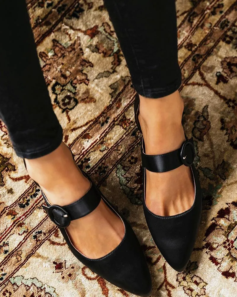 Solid Pointed Toe One Bandage Jenny Shoes
