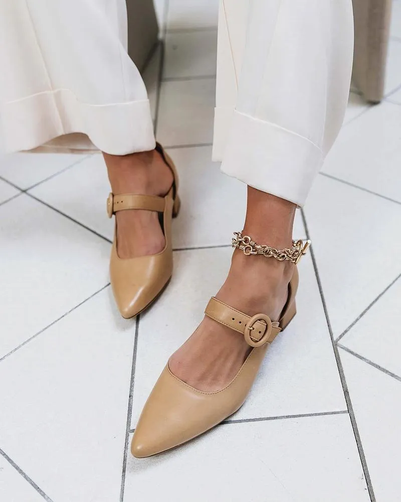 Solid Pointed Toe One Bandage Jenny Shoes