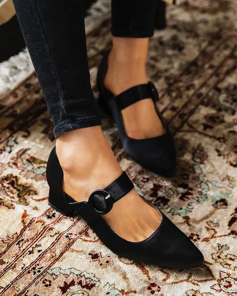 Solid Pointed Toe One Bandage Jenny Shoes