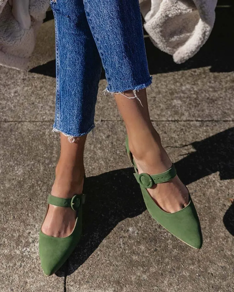 Solid Pointed Toe One Bandage Jenny Shoes