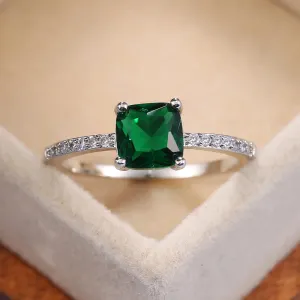 Square Blue Stone Series Women's Rings Simple Minimalist Ring Band Elegant Promise Engagement Cubic Zirconia Rings