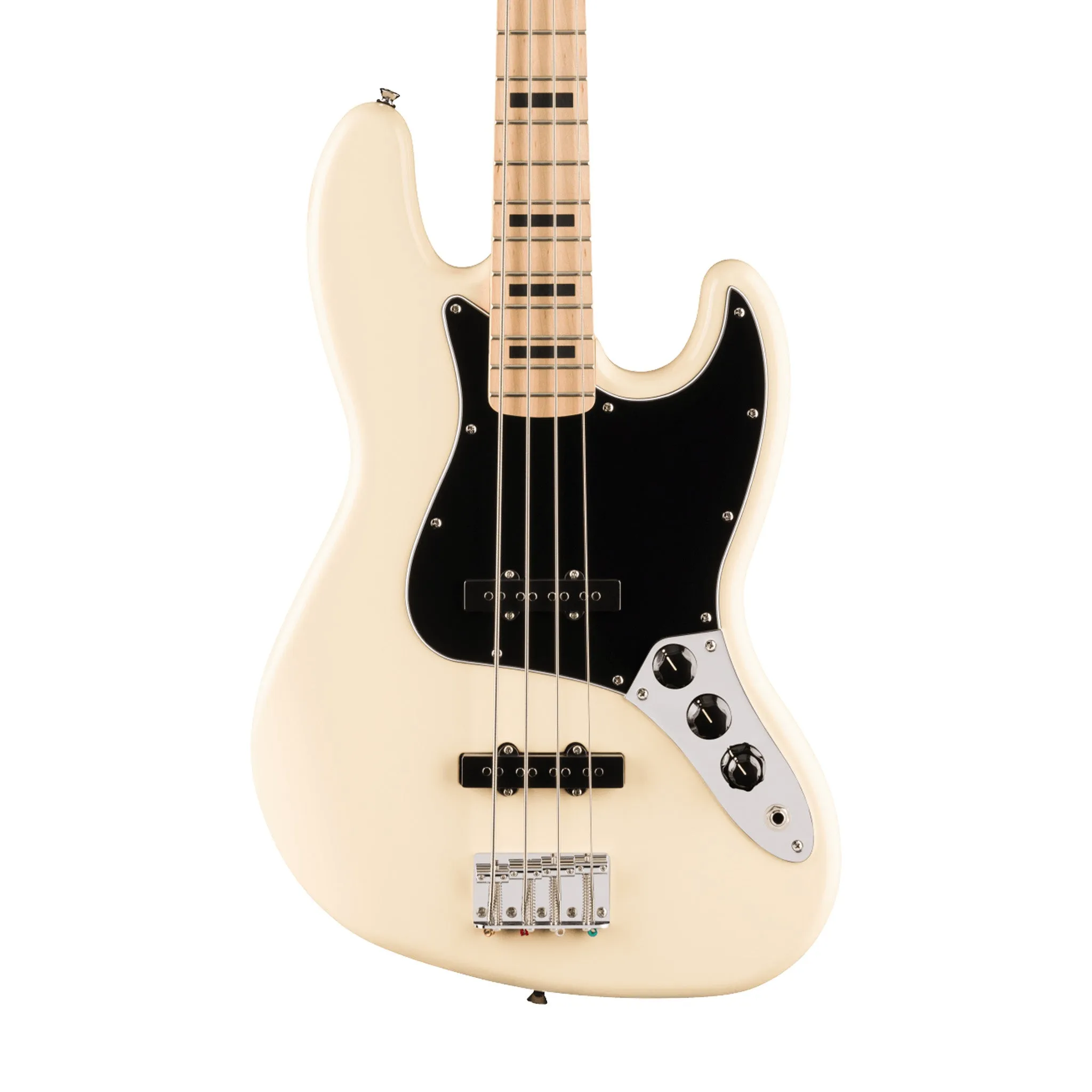 Squier Affinity Series Active Jazz Bass Guitar, Maple FB, Olympic White