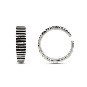 Sterling Silver Engraved Horizontal Lines Oxidized Toe Ring