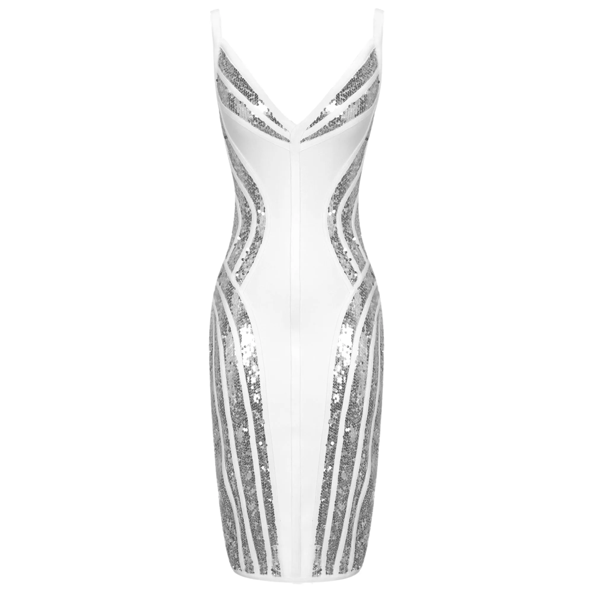 Strappy Striped Sequins Bandage Dress PP19341