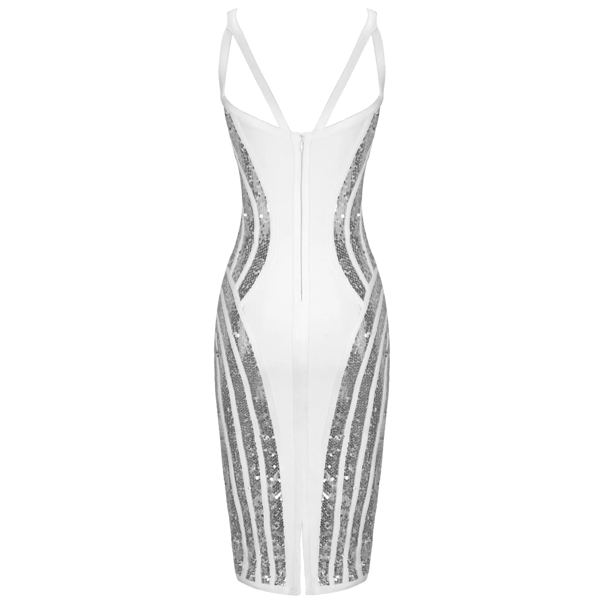Strappy Striped Sequins Bandage Dress PP19341