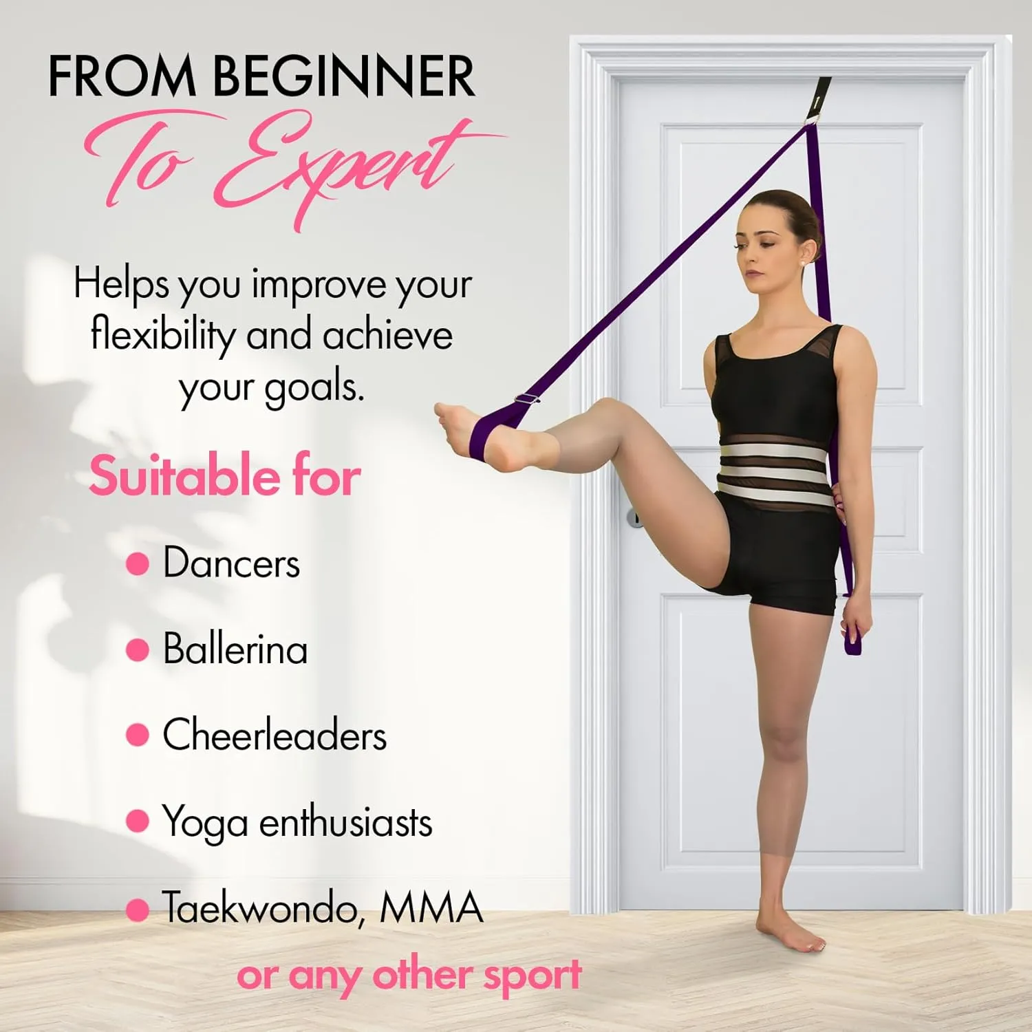 Stretching Strap With Door Anchor - Stretching Equipment to Improve Legs Flexibility