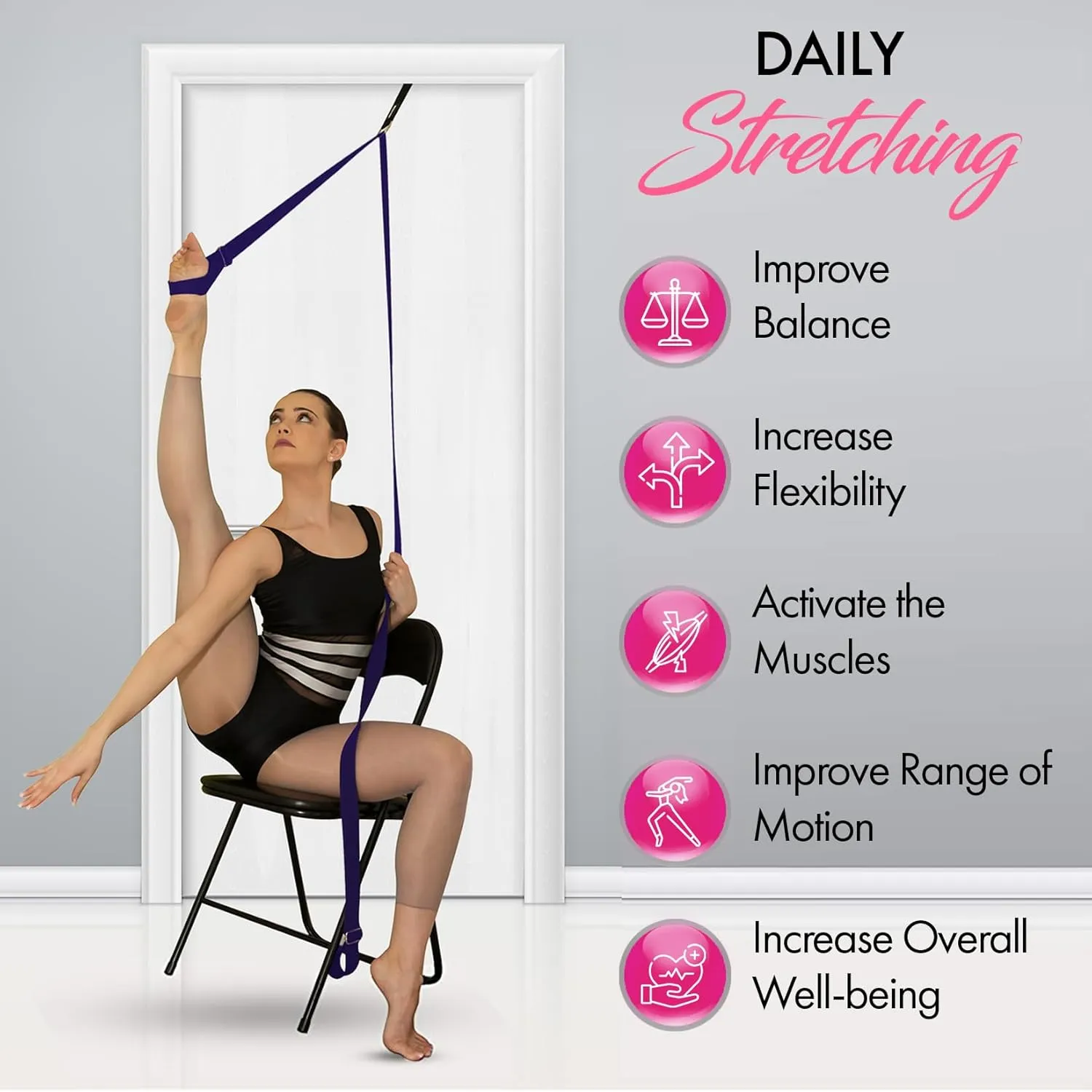 Stretching Strap With Door Anchor - Stretching Equipment to Improve Legs Flexibility