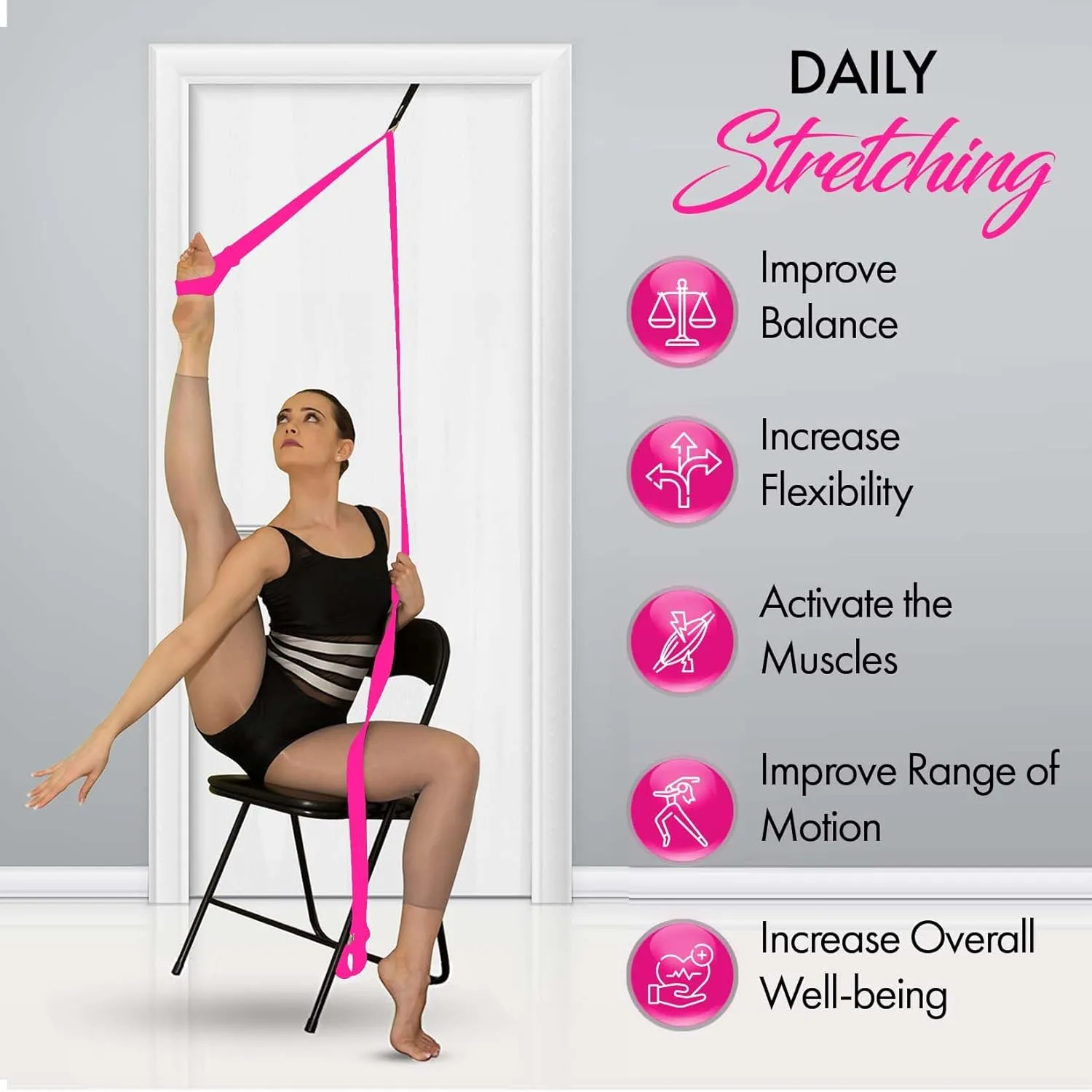 Stretching Strap With Door Anchor - Stretching Equipment to Improve Legs Flexibility