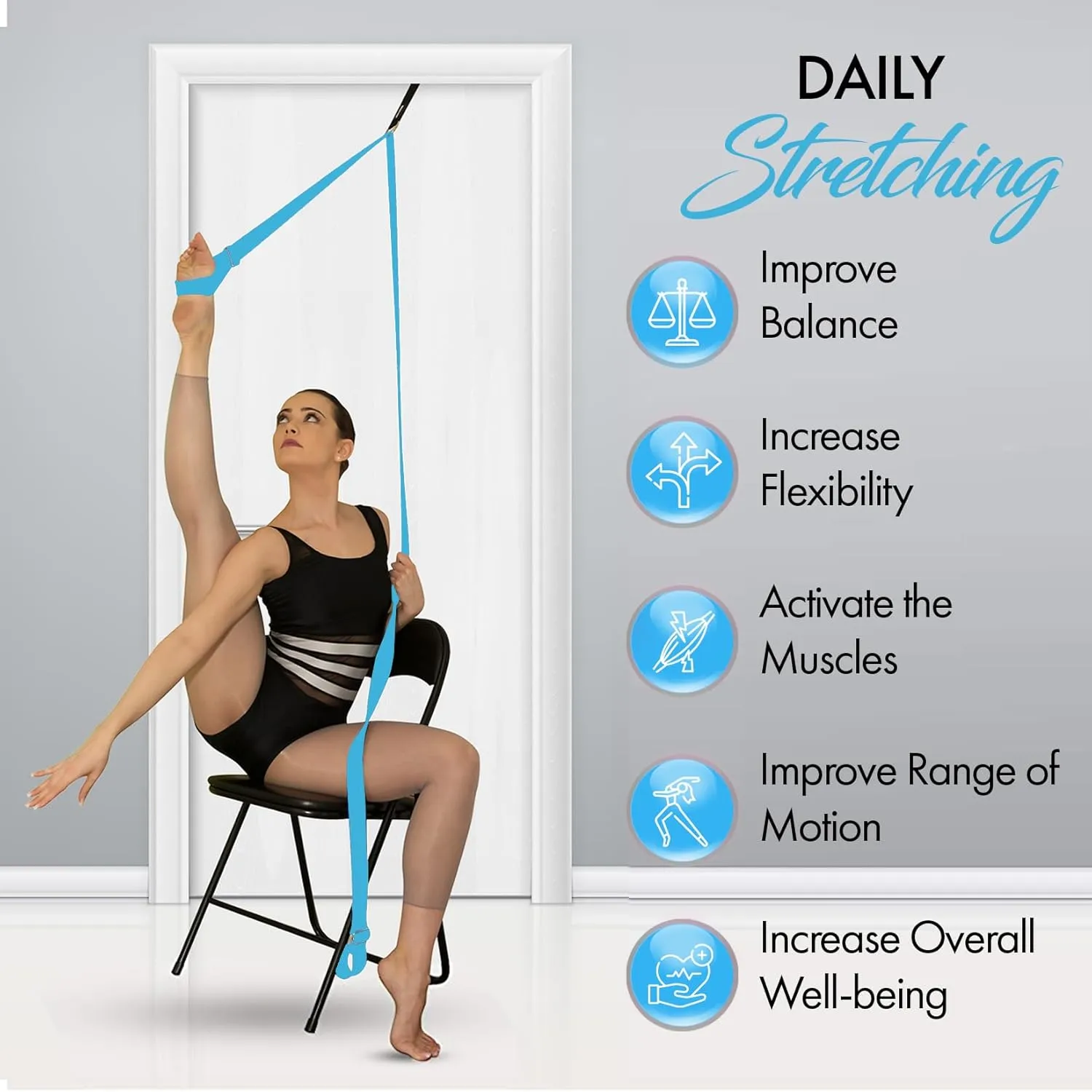 Stretching Strap With Door Anchor - Stretching Equipment to Improve Legs Flexibility