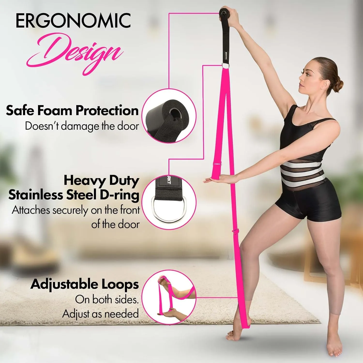 Stretching Strap With Door Anchor - Stretching Equipment to Improve Legs Flexibility