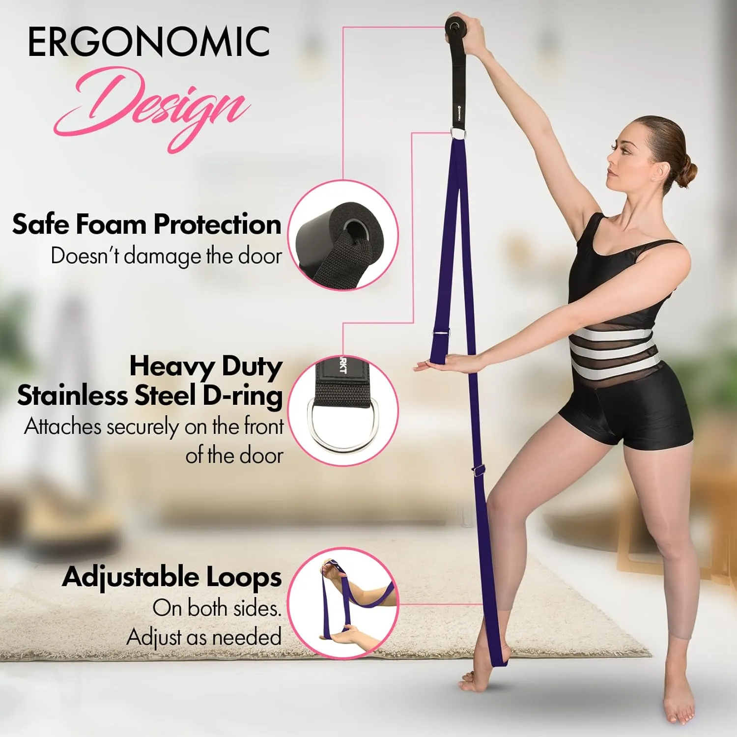 Stretching Strap With Door Anchor - Stretching Equipment to Improve Legs Flexibility
