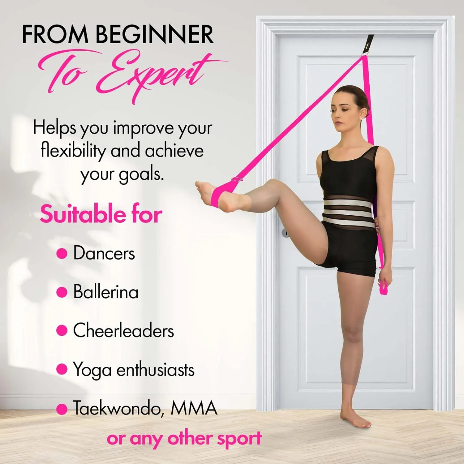 Stretching Strap With Door Anchor - Stretching Equipment to Improve Legs Flexibility