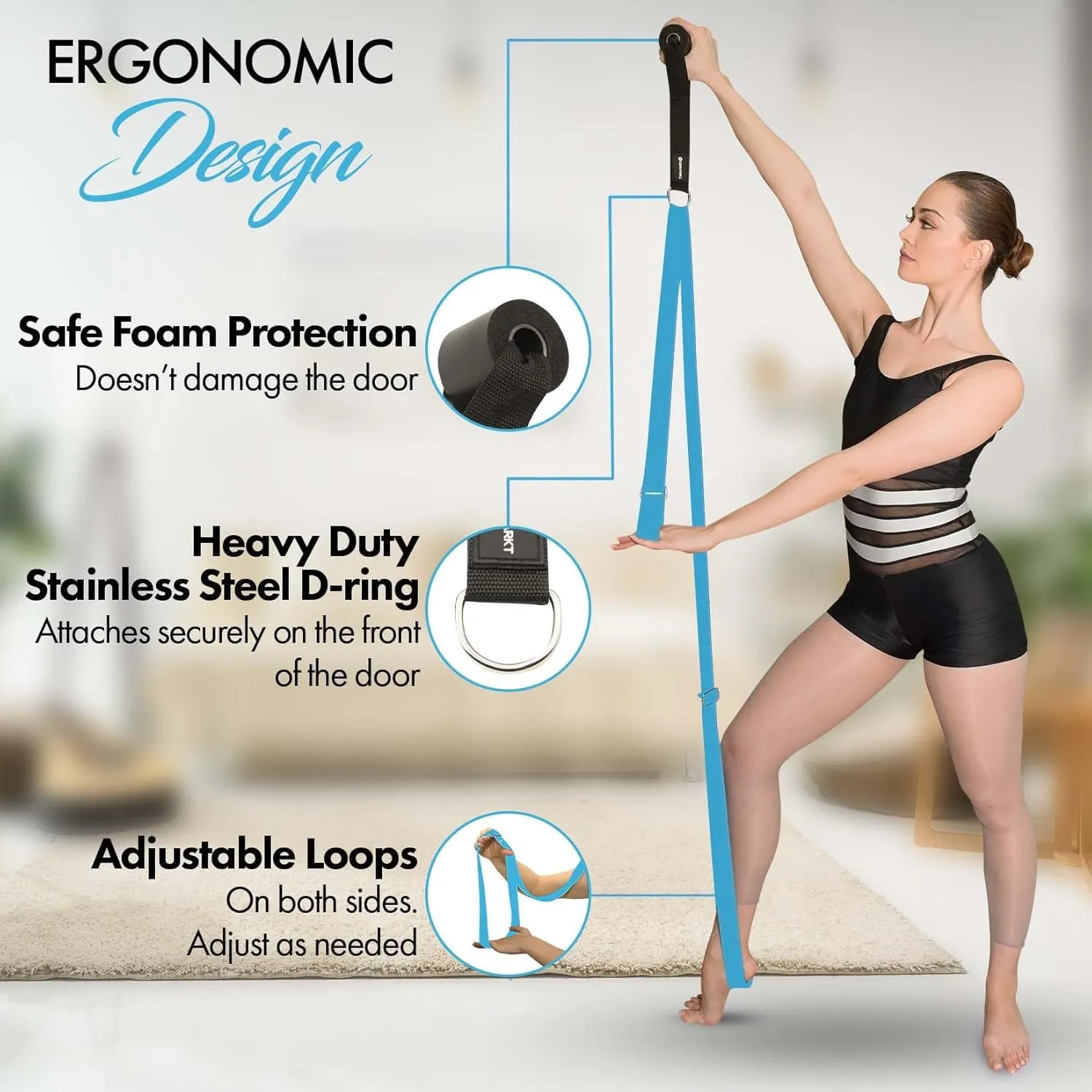 Stretching Strap With Door Anchor - Stretching Equipment to Improve Legs Flexibility