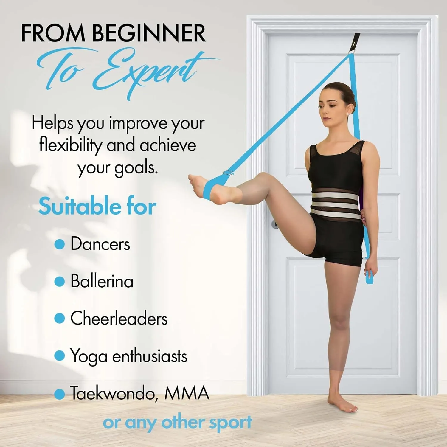Stretching Strap With Door Anchor - Stretching Equipment to Improve Legs Flexibility
