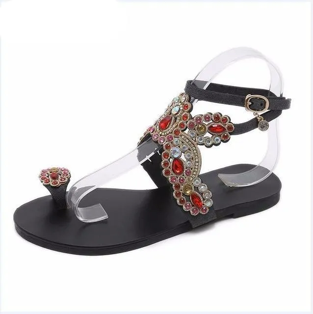 Summer Bling Bling Colorful Rhinestone Butterfly Woman Sandals Crystal Flats Flip Flops Female Single Shoes Party Beach