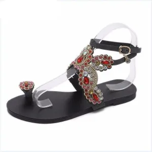 Summer Bling Bling Colorful Rhinestone Butterfly Woman Sandals Crystal Flats Flip Flops Female Single Shoes Party Beach