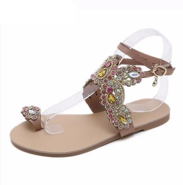 Summer Bling Bling Colorful Rhinestone Butterfly Woman Sandals Crystal Flats Flip Flops Female Single Shoes Party Beach