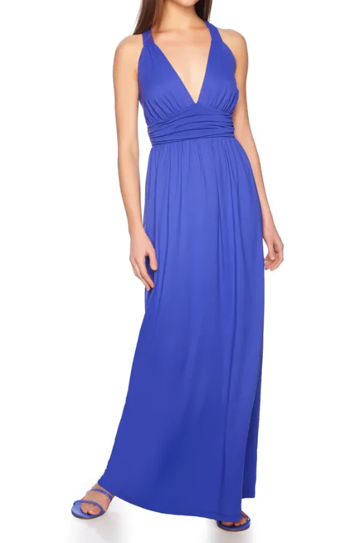 Susana Monaco Cross Back Gathered Dress 42" - Plum Wine