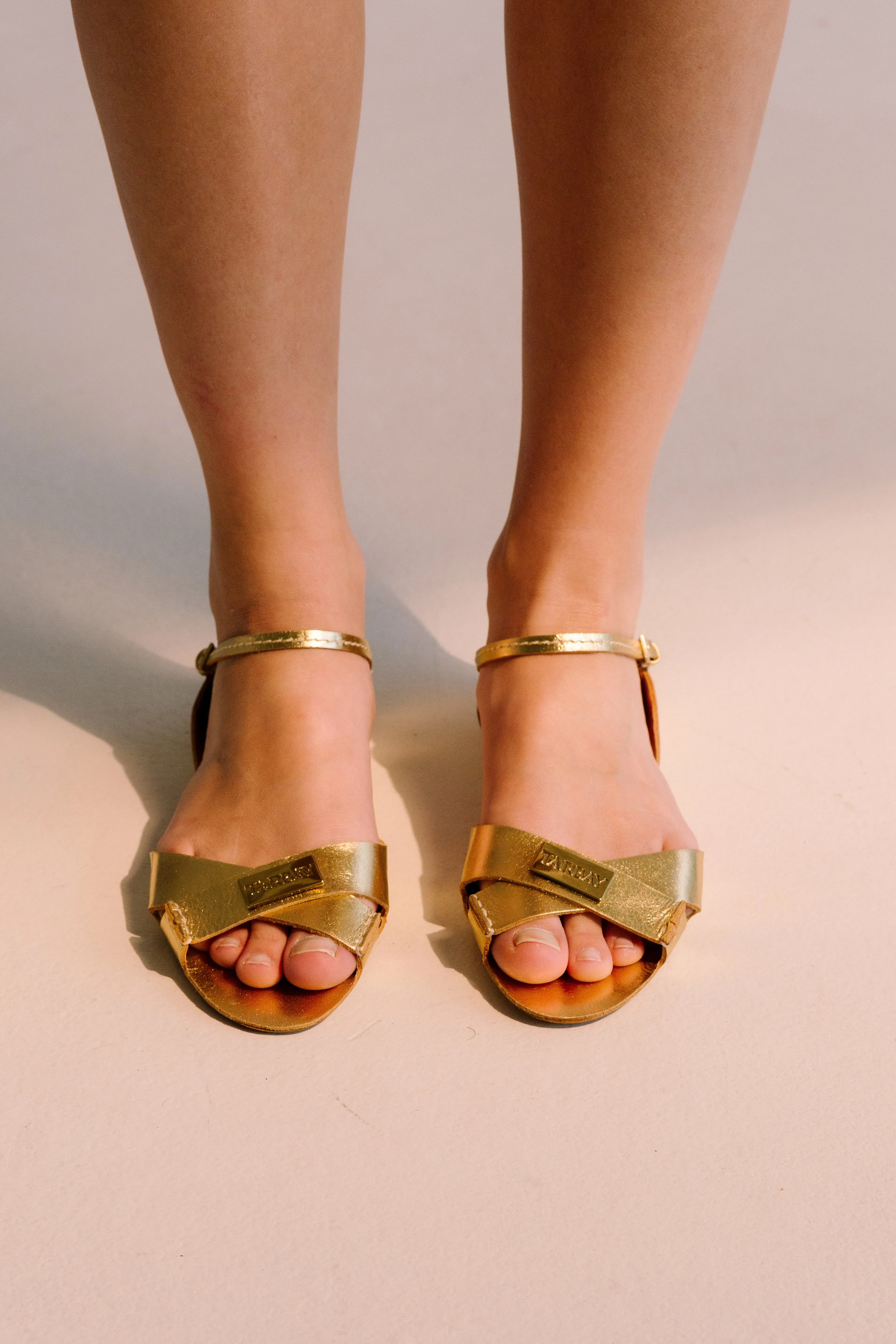 Tajali Leather Sandals - Metallic Gold
