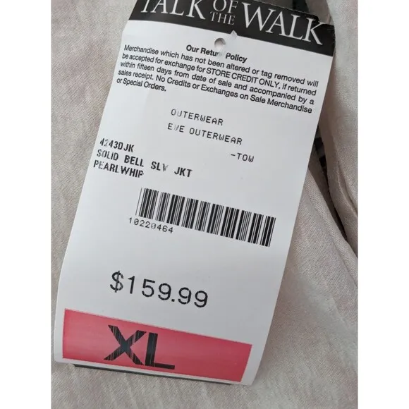 Talk of the Walk Jacket Women's sz XL Bell Sleeve Pearl Whip Frill Collar Glam