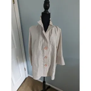 Talk of the Walk Jacket Women's sz XL Bell Sleeve Pearl Whip Frill Collar Glam
