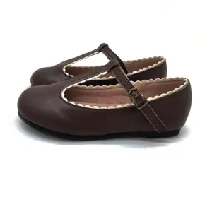 Tannery   Co Kids Sepia Scalloped T-Straps