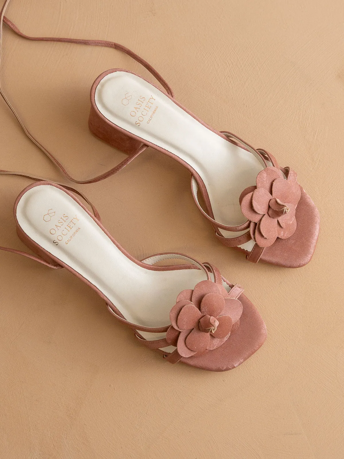 The Roseville | Rose Strappy Lace-Up Rose Heel