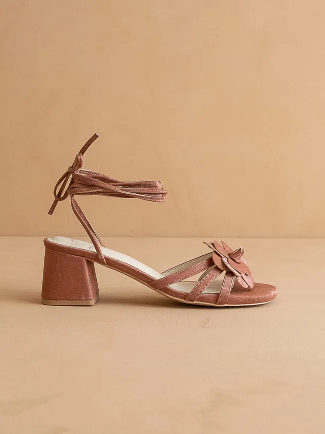The Roseville | Rose Strappy Lace-Up Rose Heel