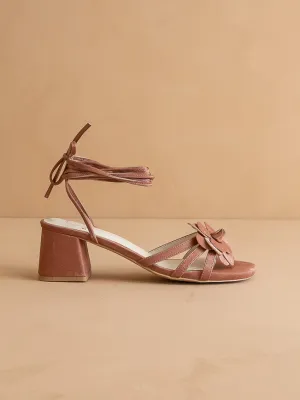 The Roseville | Rose Strappy Lace-Up Rose Heel
