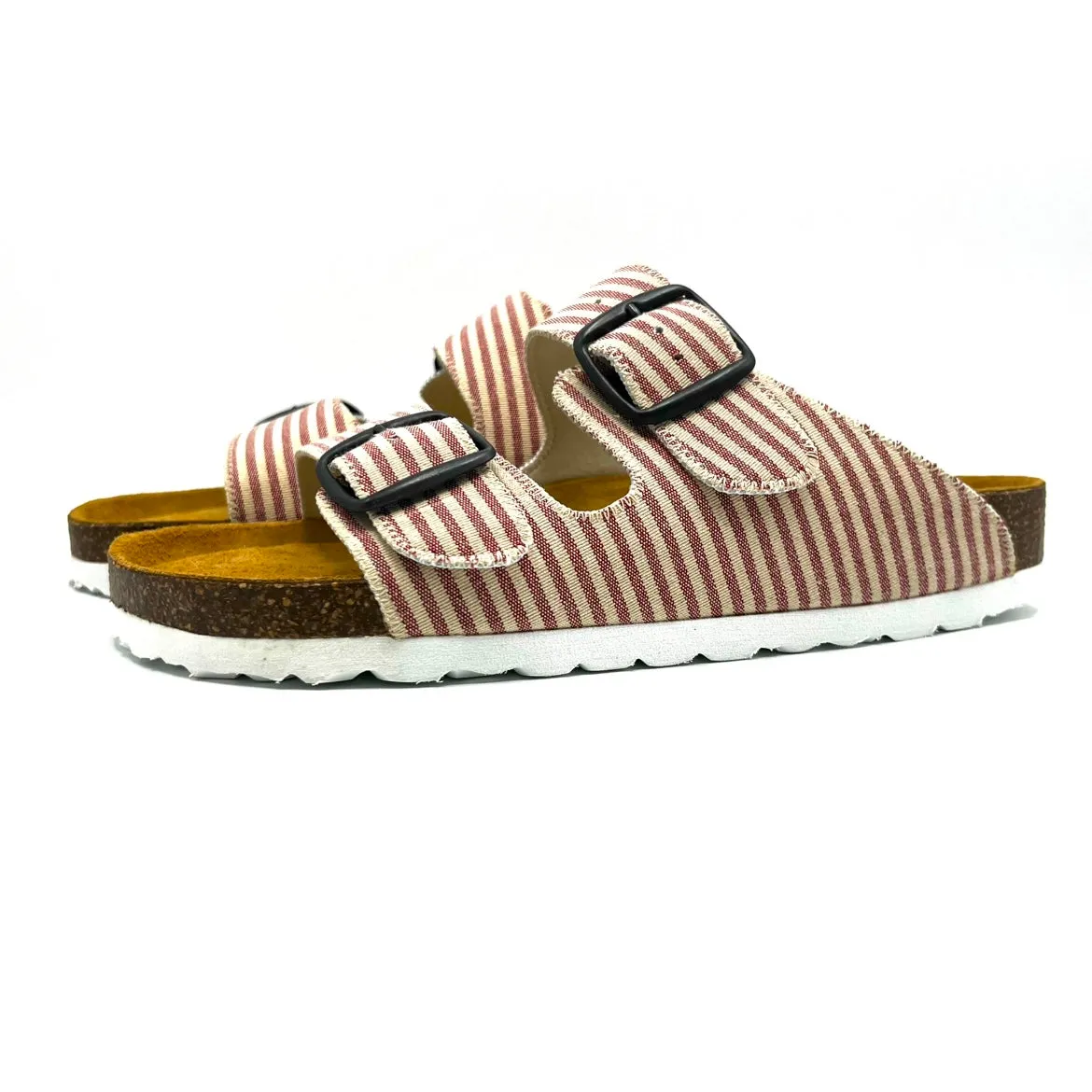 Thora 2-buckle Sandals I Red White Hamptons Stripes