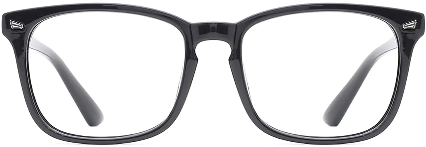 TIJN Blue Light Blocking Glasses for Women Men Clear Frame Square Nerd Eyeglasses Anti Blue Ray Computer Screen Glasses