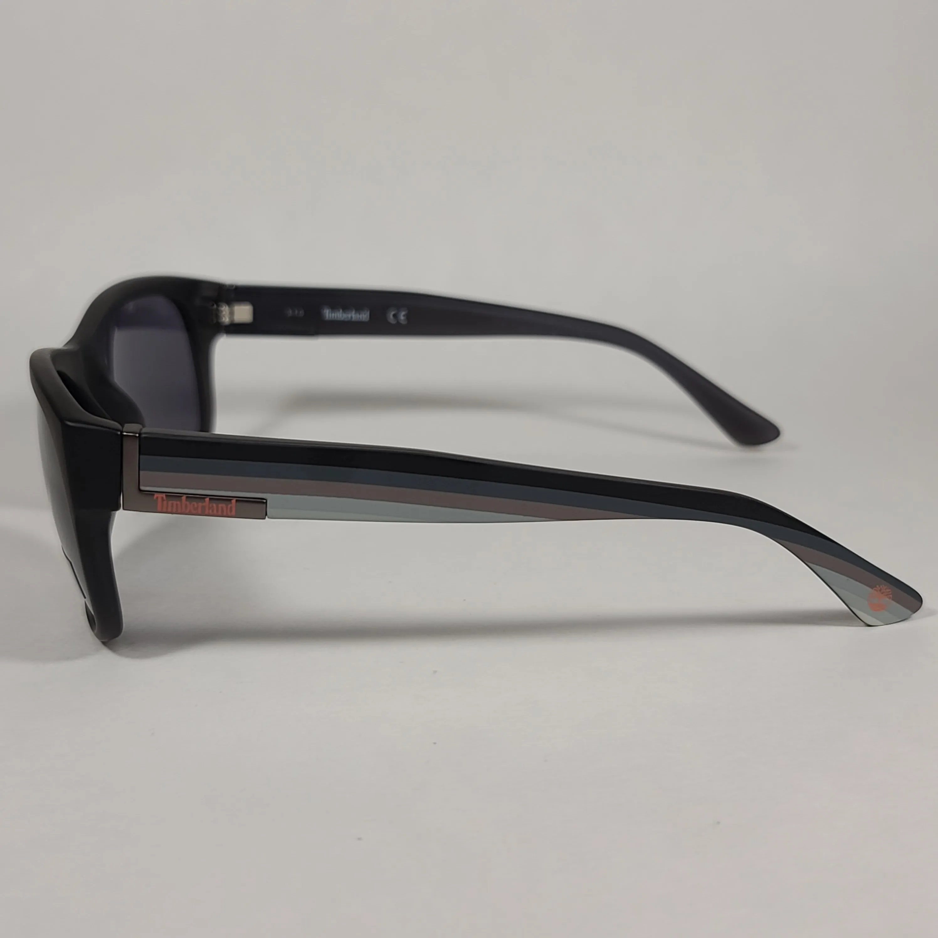 Timberland Rectangular Sunglasses Matte Black Color Block Frame Gray Lens TB7135 02A