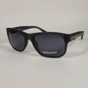 Timberland Rectangular Sunglasses Matte Black Color Block Frame Gray Lens TB7135 02A