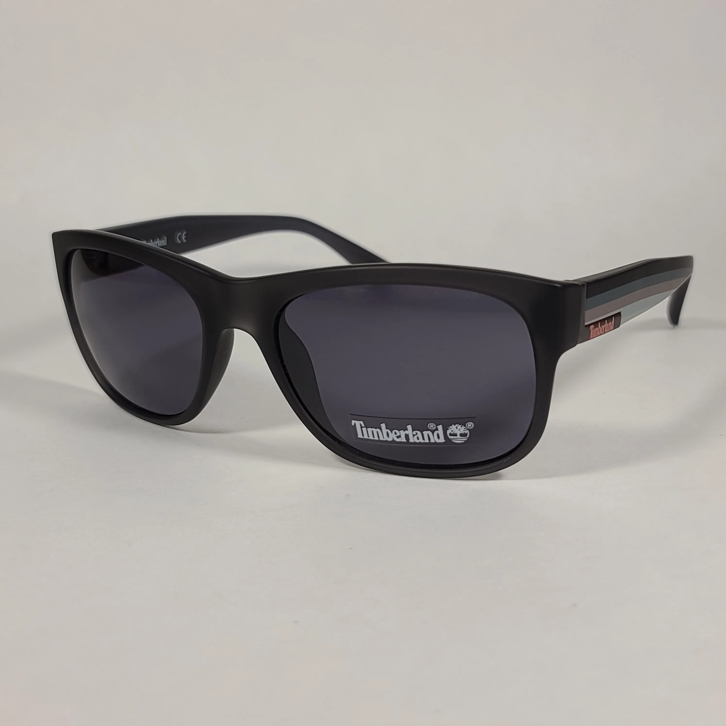 Timberland Rectangular Sunglasses Matte Black Color Block Frame Gray Lens TB7135 02A