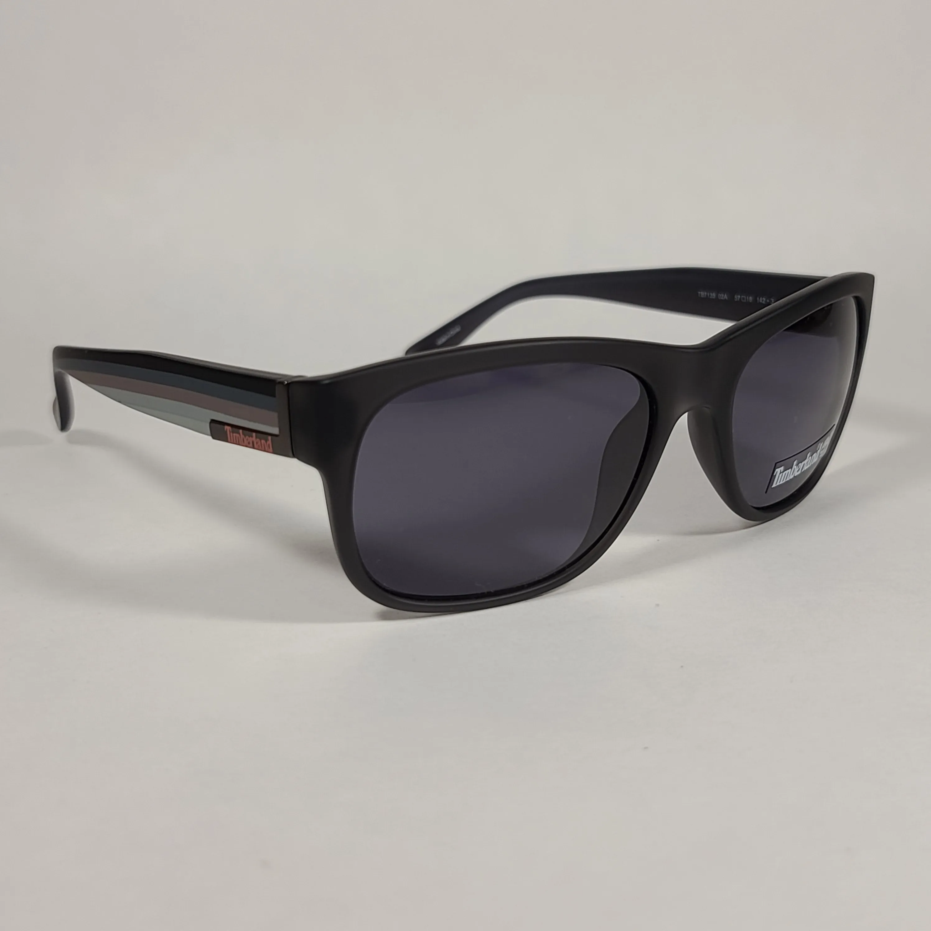 Timberland Rectangular Sunglasses Matte Black Color Block Frame Gray Lens TB7135 02A