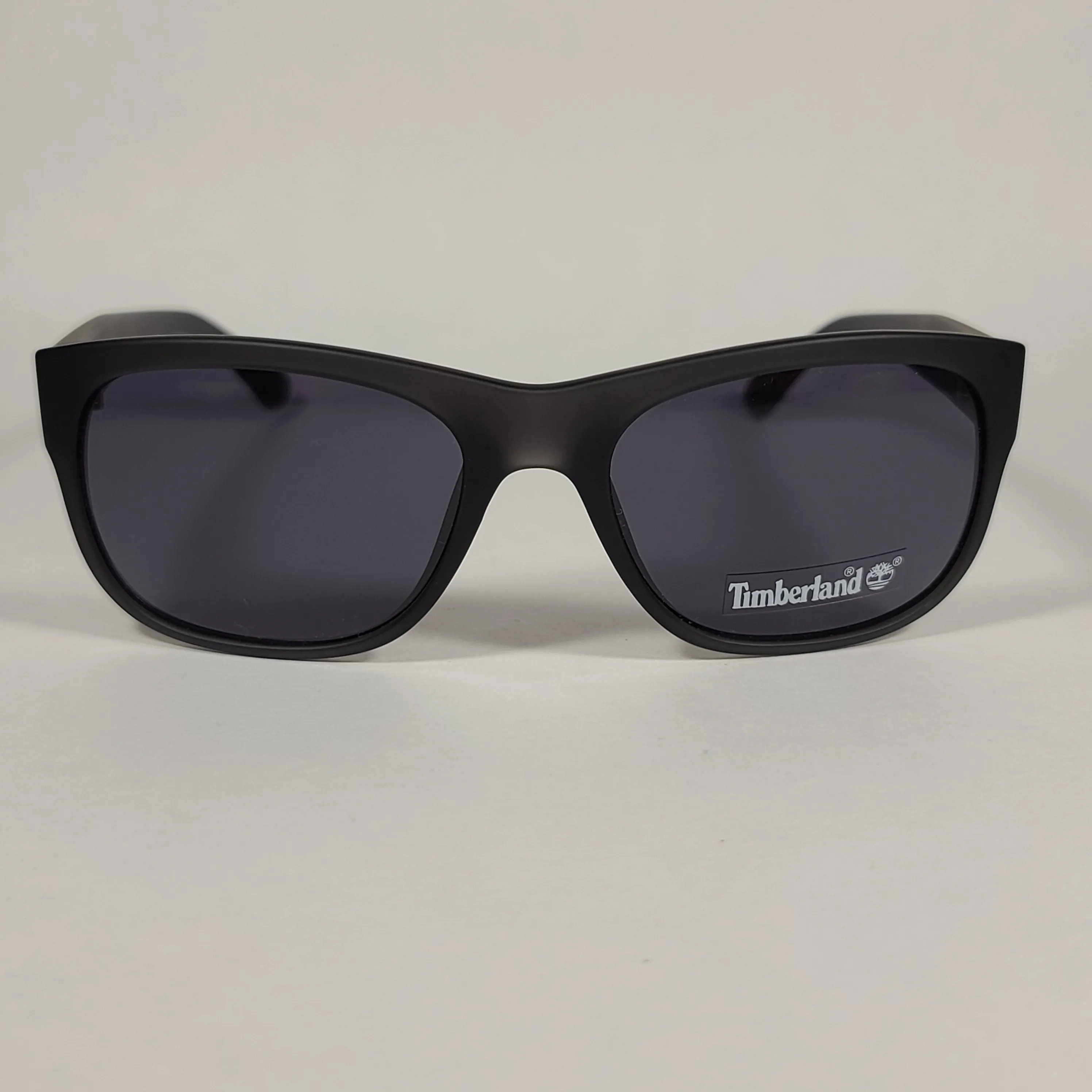 Timberland Rectangular Sunglasses Matte Black Color Block Frame Gray Lens TB7135 02A