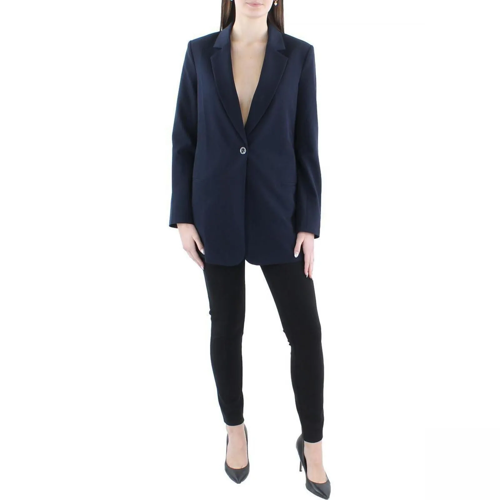 Tommy Hilfiger Women's Long Single-Button Blazer Jacket H2NJ0764