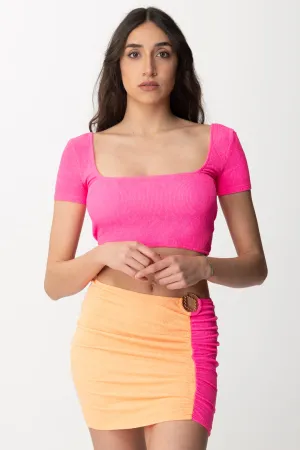Top Color Block In Lycra Goffrata