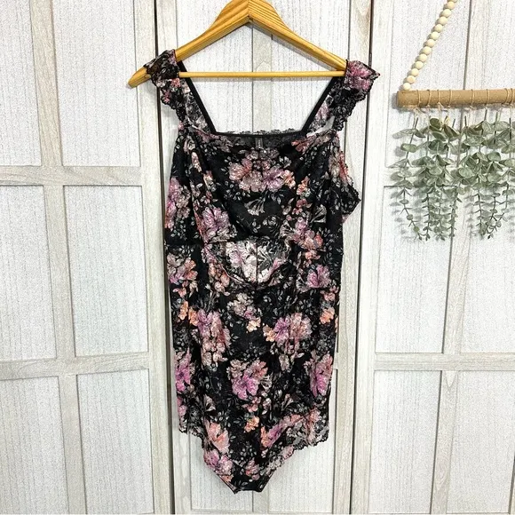 Torrid Lace Front Cutout Bodysuit Floral Sheer Sexy Lingerie Plus Size 5X