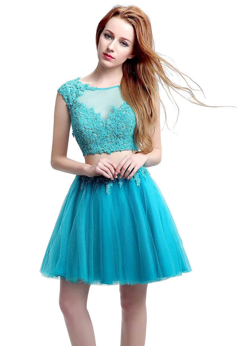 Two-piece Rhinestone Homecoming Dress