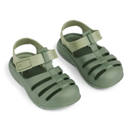 UK 7 Beau Two-Toned Green Sandals