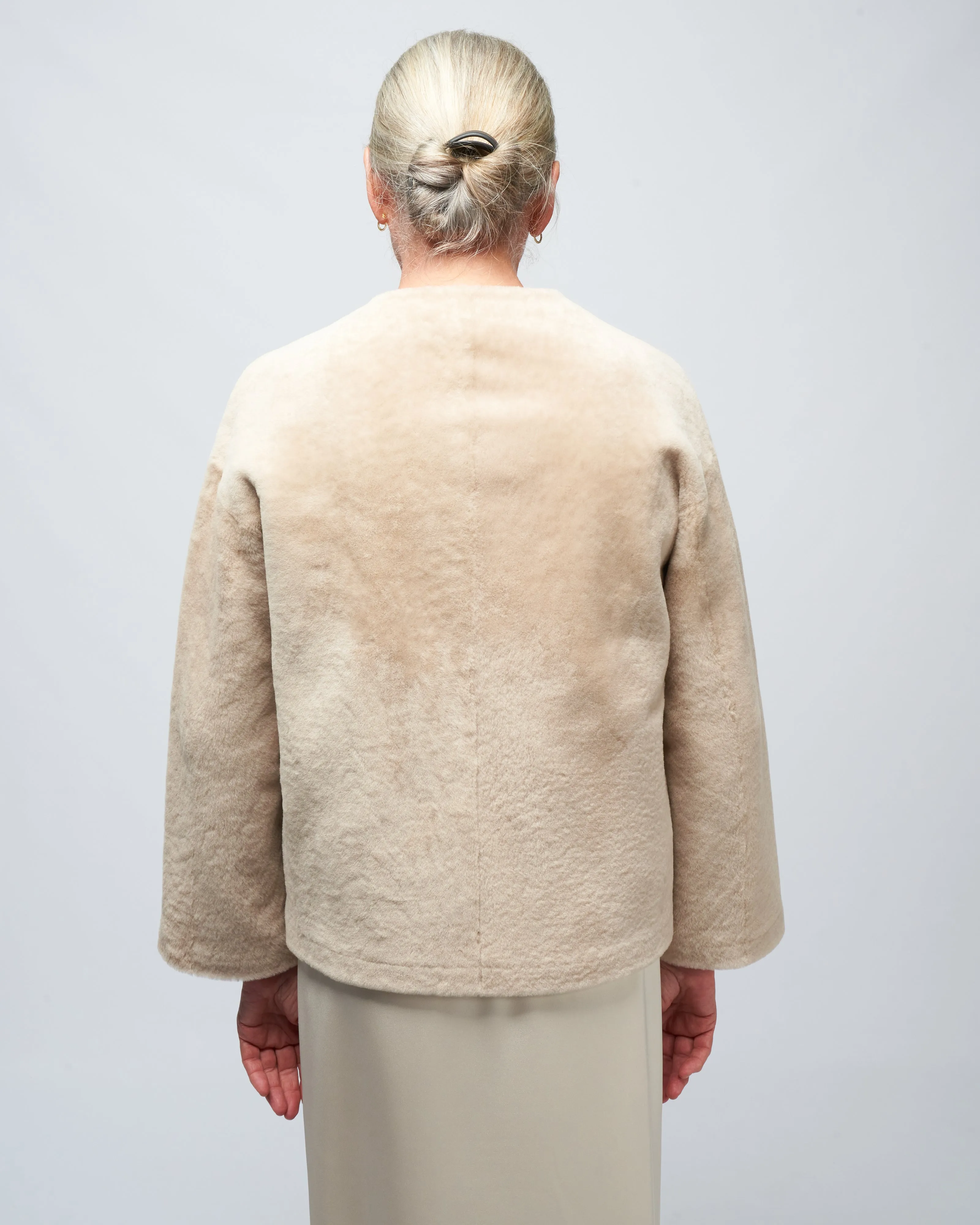 v neck shearling cardigan